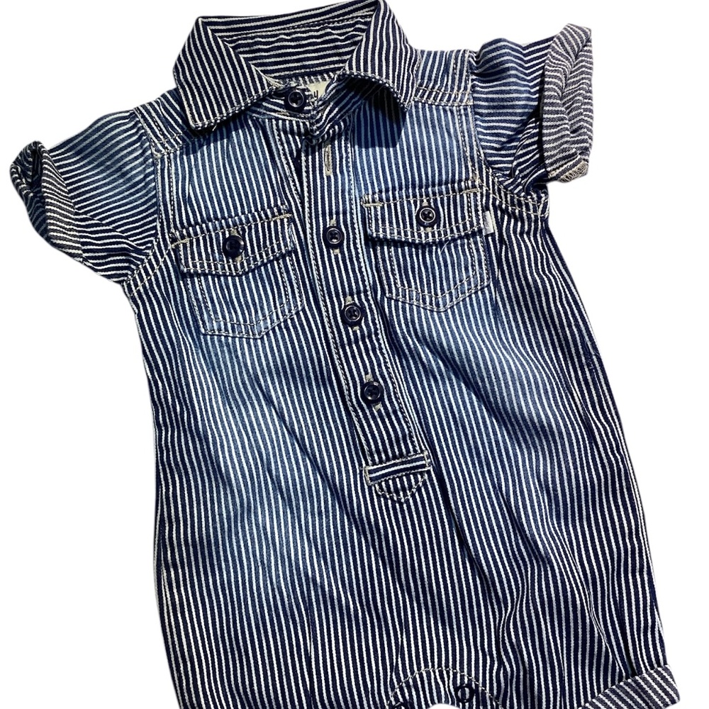 Baby Boy Oshkosh Jean Romper Outfit Size 3 months